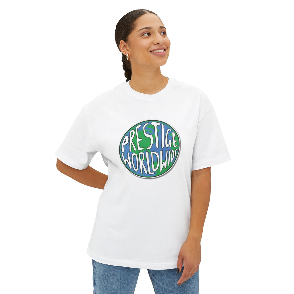 Prestige Worldwide Graphic Tee - Retro Globe Logo Boxy T-Shirt