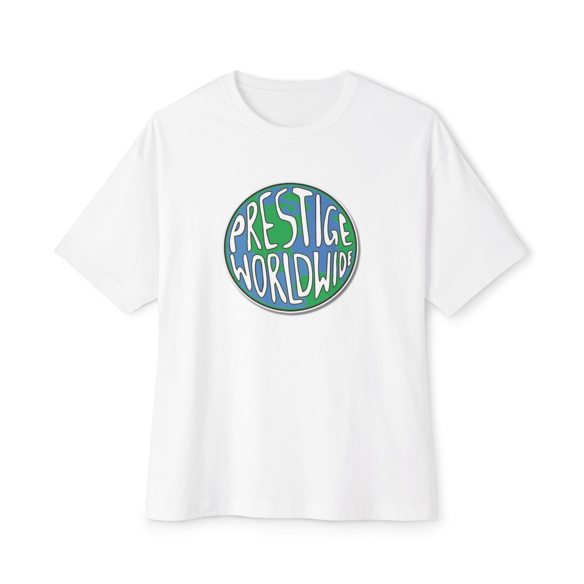 Prestige Worldwide Graphic Tee - Retro Globe Logo Boxy T-Shirt